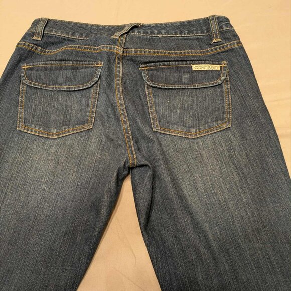 Calvin Klein Trouser Flare Boot Cut Jeans Womens 6 Dark Wash Pullon Denim - Picture 9 of 10